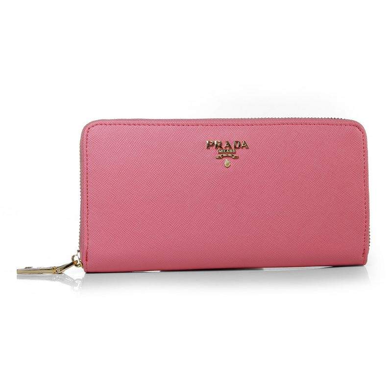 Knockoff Prada Real Leather Wallet 1136 pink